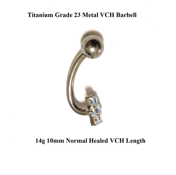 Titanium Grade 23 PRONG SET AB Crystals 14g Internal Threaded VCH "L" Bar.