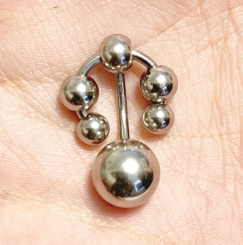 Surgical Steel Beaded HORSESHOE & BARBELL COMBO for VCH Piercing.