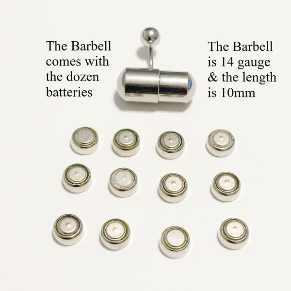 Surgical Steel Vibrating Barbell VCH 14g 10mm L Length with Dozen Batteries.