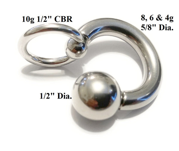 Surgical Steel 8g to 4g 5/8" PA HORSESHOE with SLAVE RING.