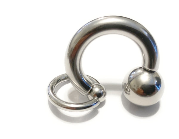 Surgical Steel 8g to 4g 5/8" PA HORSESHOE with SLAVE RING.