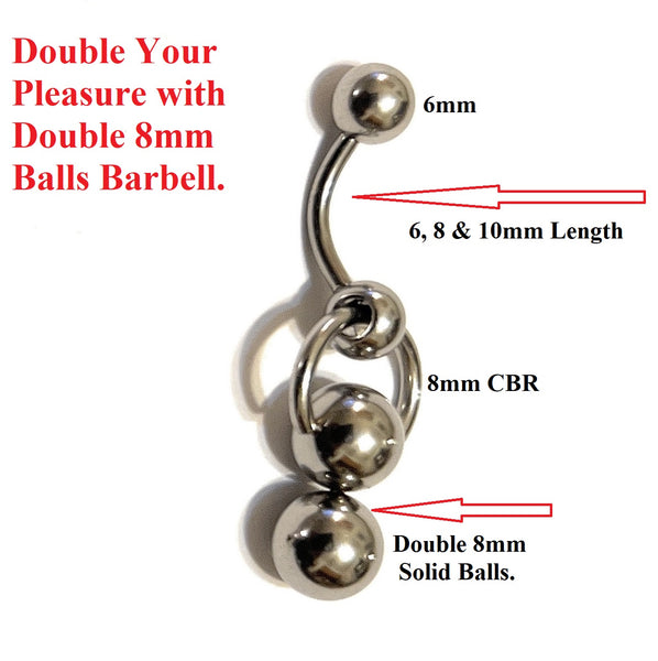 DOUBLE YOUR VCH Piercing Pleasure Sterilized Surgical Steel Double Balls Barbell.