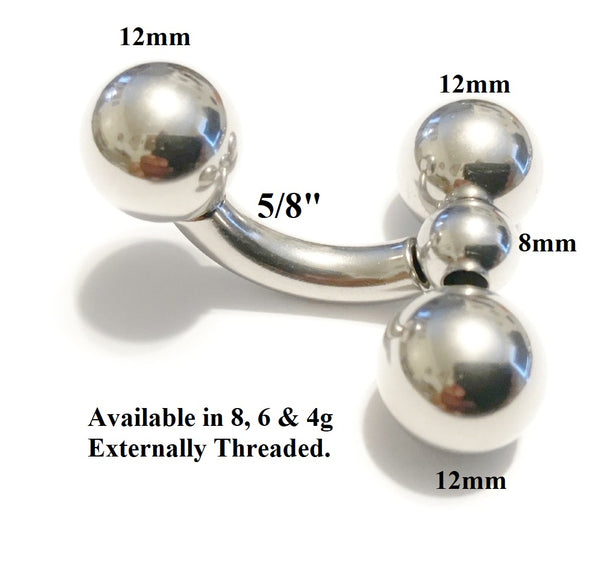 Surgical Steel 8 to 4g 5/8" Length, 1/2" Massager BALLS PA Barbells.