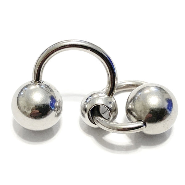 TWO BALLS KNOCKING EACH OTHERS 2X8mm BALLS Surgical Steel 14g 8-10mm VCH HS.