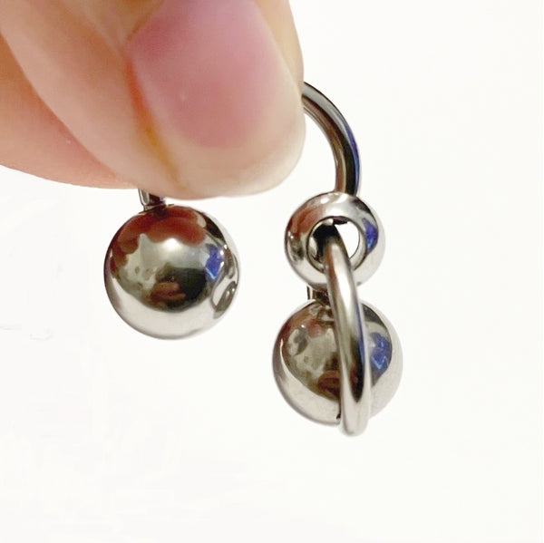 TWO BALLS KNOCKING EACH OTHERS 2X8mm BALLS Surgical Steel 14g 8-10mm VCH HS.