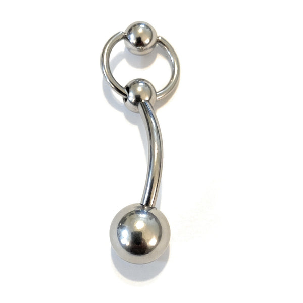 STERILIZED Surgical Steel 14g to 10g 5/8" PA CURVE BARBELL with SLAVE RING.
