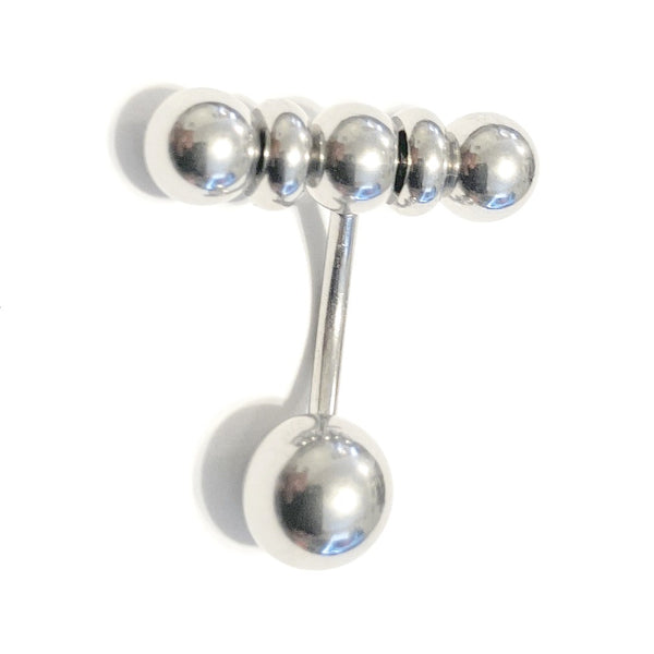 T-BAR Handcraft Surgical Steel 14g VCH Barbell with 8 & 10mm BALLS.