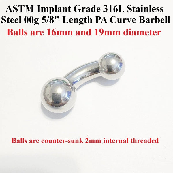 Sterilize ASTM Implant Grade 316L Surgical Steel Internal Threads Counter-Sunk Balls 4-00g PA Barbells.