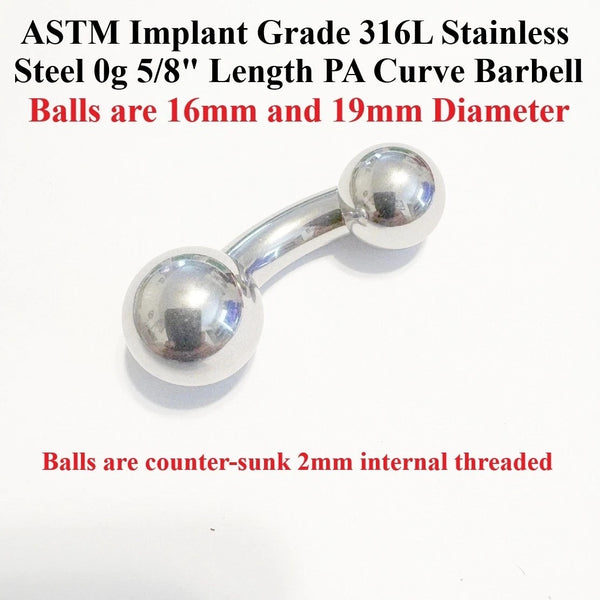 Sterilize ASTM Implant Grade 316L Surgical Steel Internal Threads Counter-Sunk Balls 4-00g PA Barbells.
