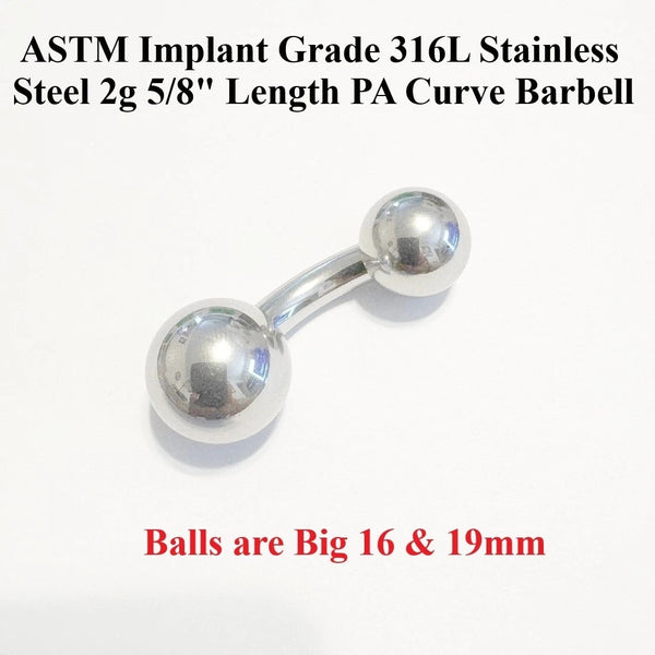 Sterilize ASTM Implant Grade 316L Surgical Steel Internal Threads Counter-Sunk Balls 4-00g PA Barbells.