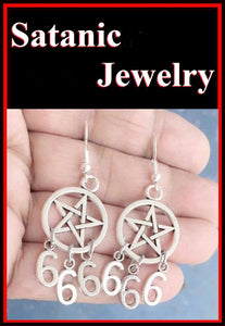 PENTAGRAM with 666 Satanic Gothic Pagan Earrings.
