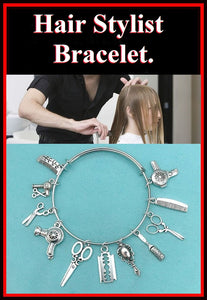 Hair Stylist related Charms Beautiful Bangle Bracelet.