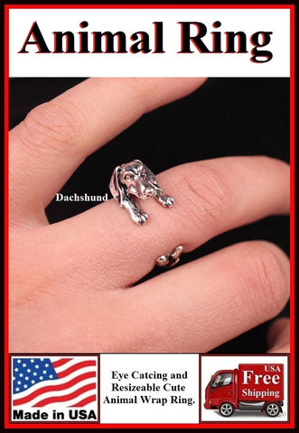 Dog Breed Dachshund Resizable Finger Ring.