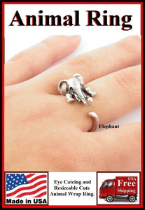 Beautiful Animal Elephant Resizable Finger Ring.