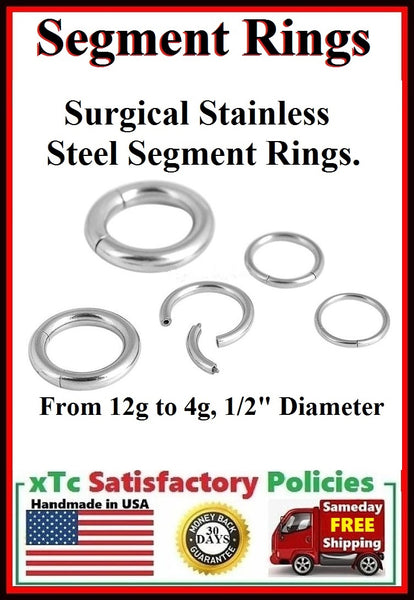 Sterilized Surgical Stainless Steel 1/2" Diameter SEGMENT Rings.