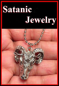 Satanic Large GOAT HEAD or RAM HEAD with 18" and 24" Chaina Necklace.