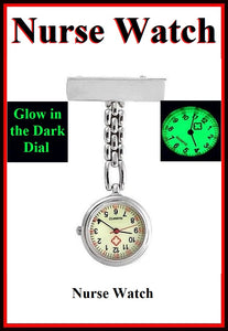 Medic or Nurse Quartz Clip On Watch Glow in the Dark Dial.