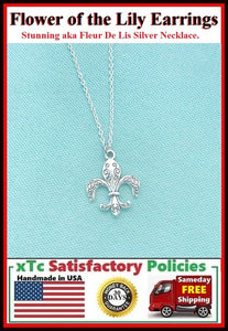 Beautiful Flower of the Lily Silver Charm 18" Necklace.
