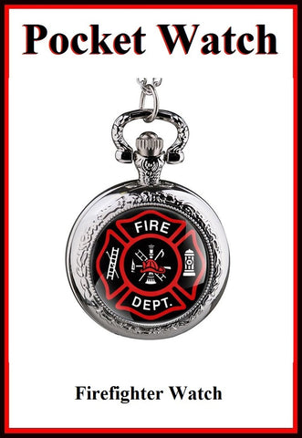 Firefighters Retro Bronze Locket Quartz Watch 30" Necklace.