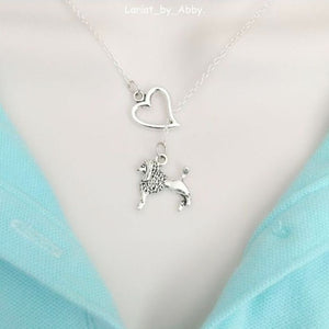 I Heart French Poodle Handcrafted Necklace Lariat Style.