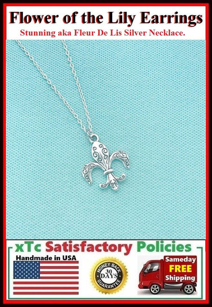 Beautiful Flower of the Lily Silver Charm 18" Necklace.