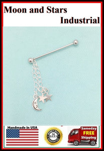 Beautiful Moon and Stars Charms Surgical Steel Industrial.