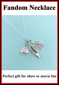 Handcrafted Cinderella Cluster of Charms Silver Necklace.