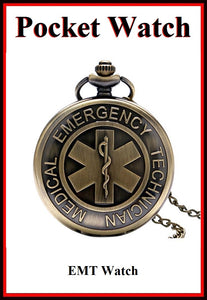 EMT Logo Bronze Locket Quartz Watch 30" Necklace.
