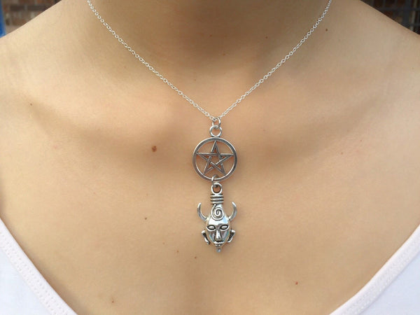 Pentagram with Samulet Charms Necklaces.