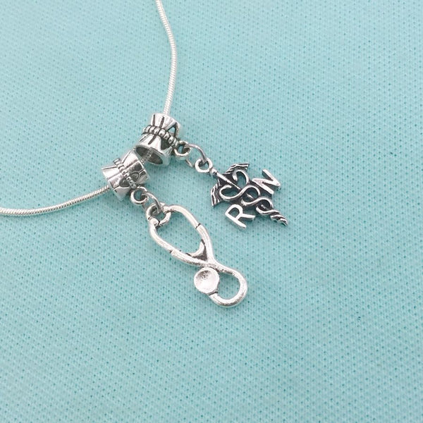Medical Bracelet Charms : Registered Nurse and Stethoscope Charms.