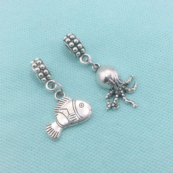Nemo Inspired: Nemo and Octopus Friend Charms Fit Beaded Bracelet