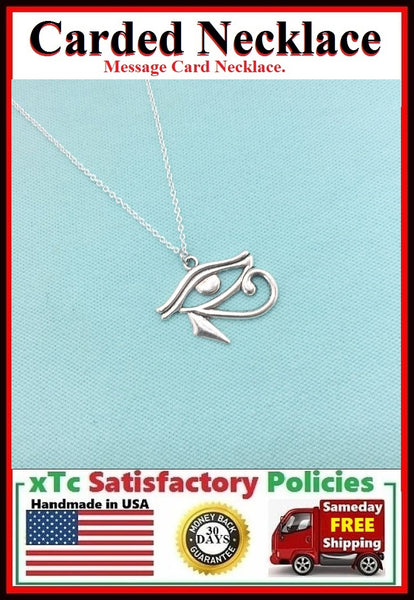 Handcrafted Egyptian Eye of Horus Silver Charm Necklace.