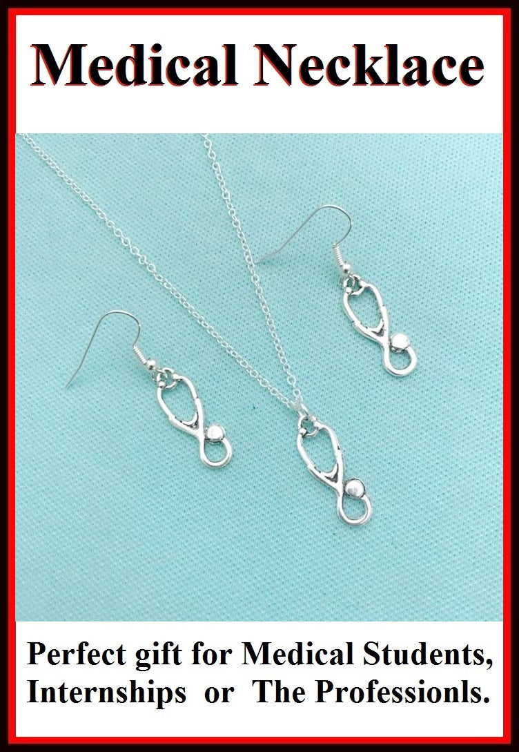 Medical Necklace: Stethoscope Necklace with FREE Earrings.