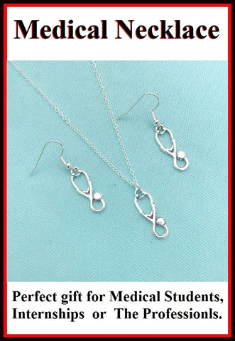 Medical Necklace: Stethoscope Necklace with FREE Earrings.