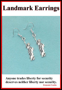 Landmark Statue of Liberty Charms Dangle earrings.