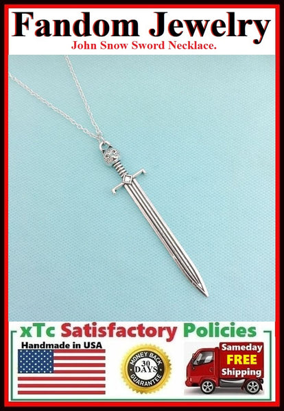 (GOT) John Snow 3" Sword  Charm Silver Necklaces.