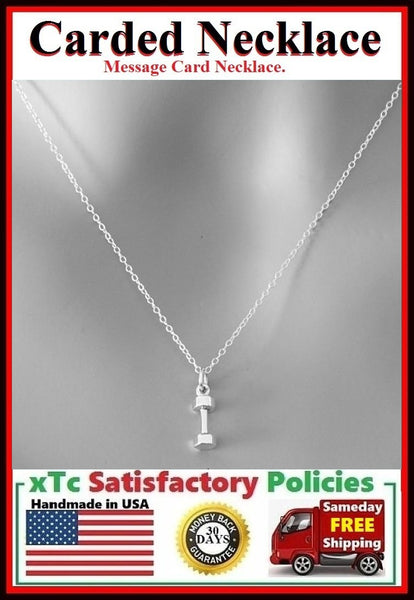 Cross Fit Gift; Handcrafted Silver Dumbbell Charm Necklace.
