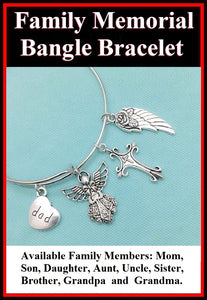 Family Member Memorial Charms Expendable Bangle Bracelet