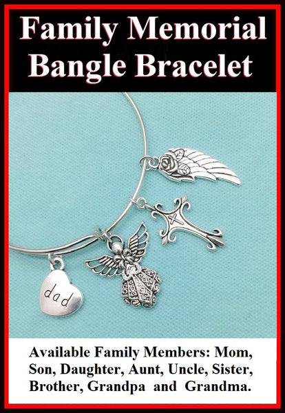 Family Member Memorial Charms Expendable Bangle Bracelet