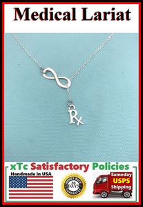 Pharmacist, RX Medicine with Infinity Necklace, Lariat Style.