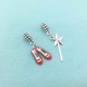 OZ INSPIRED : Magic Wand and Red Shoes Charms Fit Beaded Bracelet