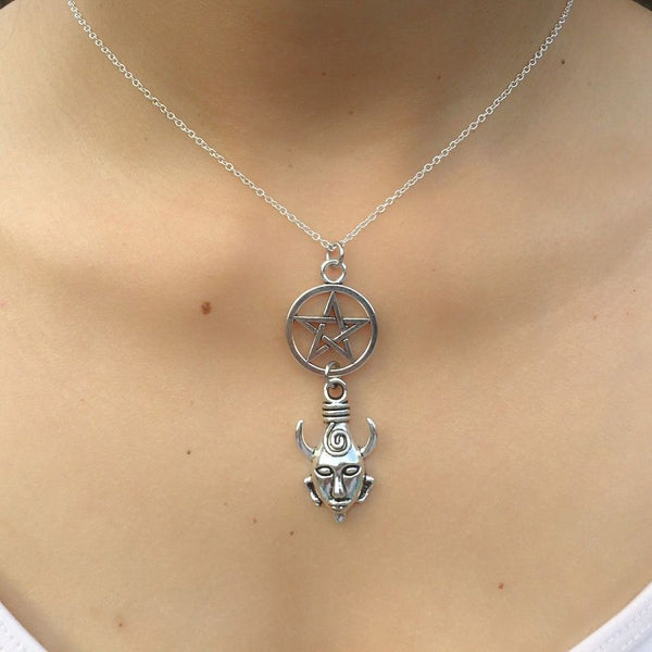 Pentagram with Samulet Charms Necklaces.