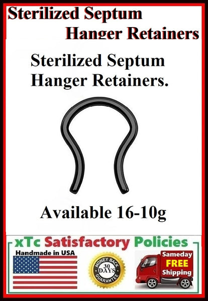 HANGER TYPES 16-10g BLACK Surgical Steel Septum Retainers.