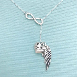 Beautiful Handcraft Brother Guardian Angel Necklace Lariat Style.