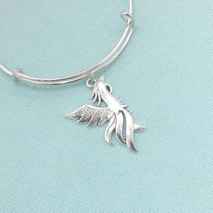 Handcrafted Phoenix in Flight Expendable Charms Bangle.
