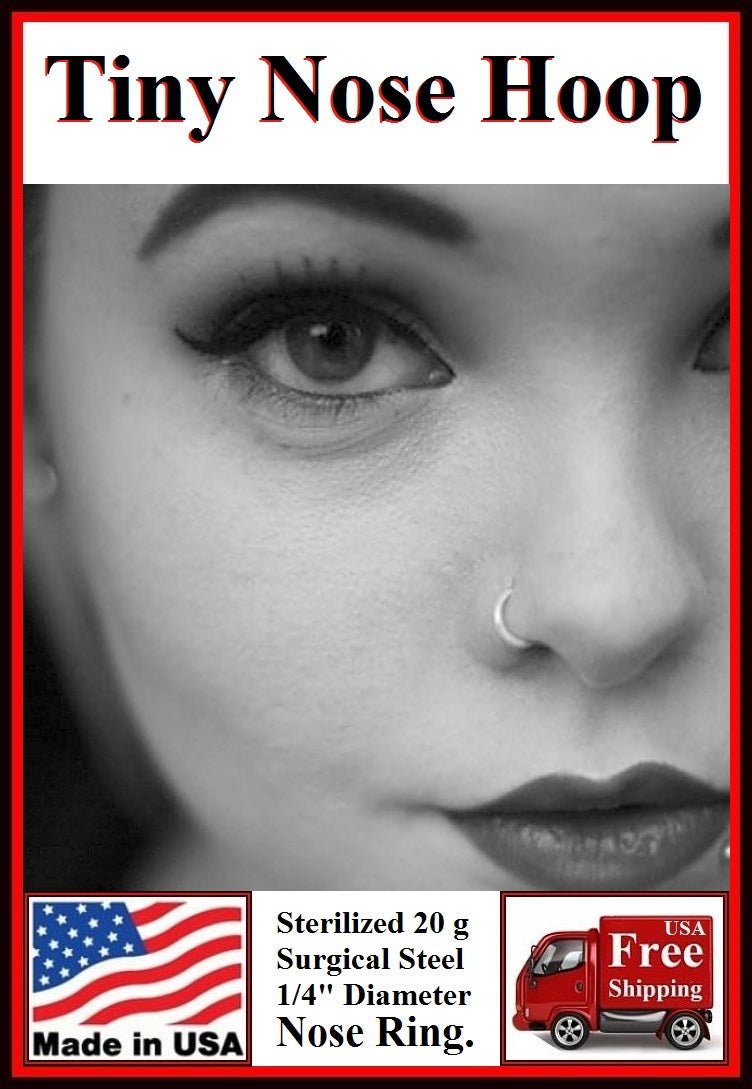 Sterilized TINY 6mm Surgical Steel 20g Nose Hoop.