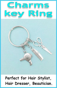 Perfect Charm Key Ring for Hair Stylist, Hair Dresser, Beautician.