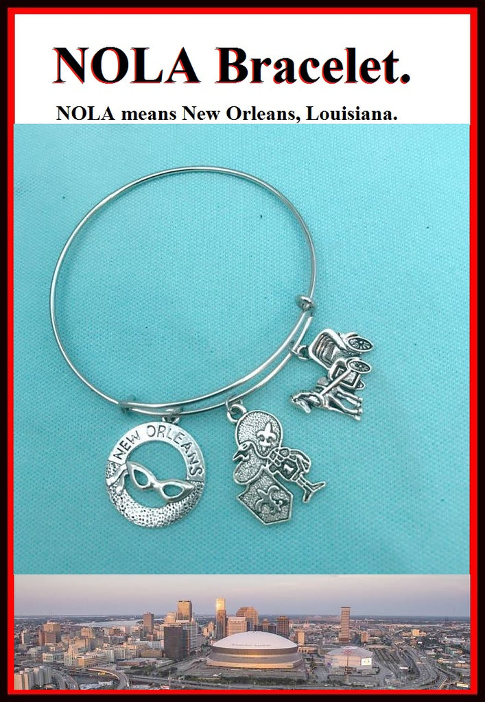  Louisiana charm bracelet, Louisiana charm, adjustable