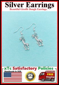 Gorgeous Silver Giraffe Dangle Earrings.