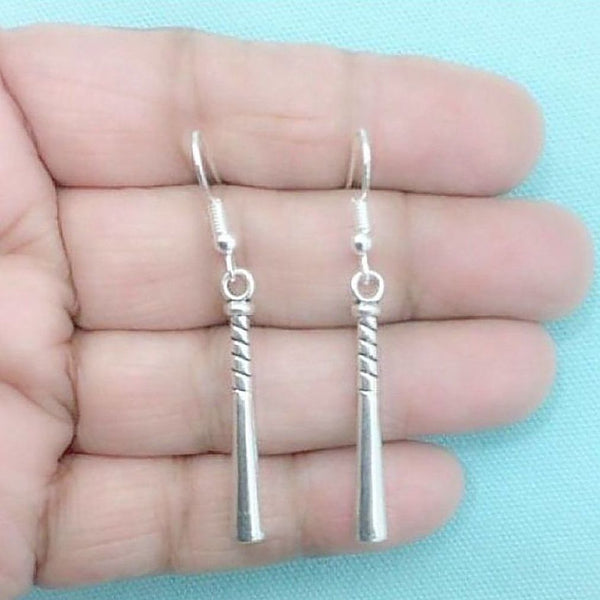 Baseball Bats Silver Earrings. Player Gift. Team Gift.